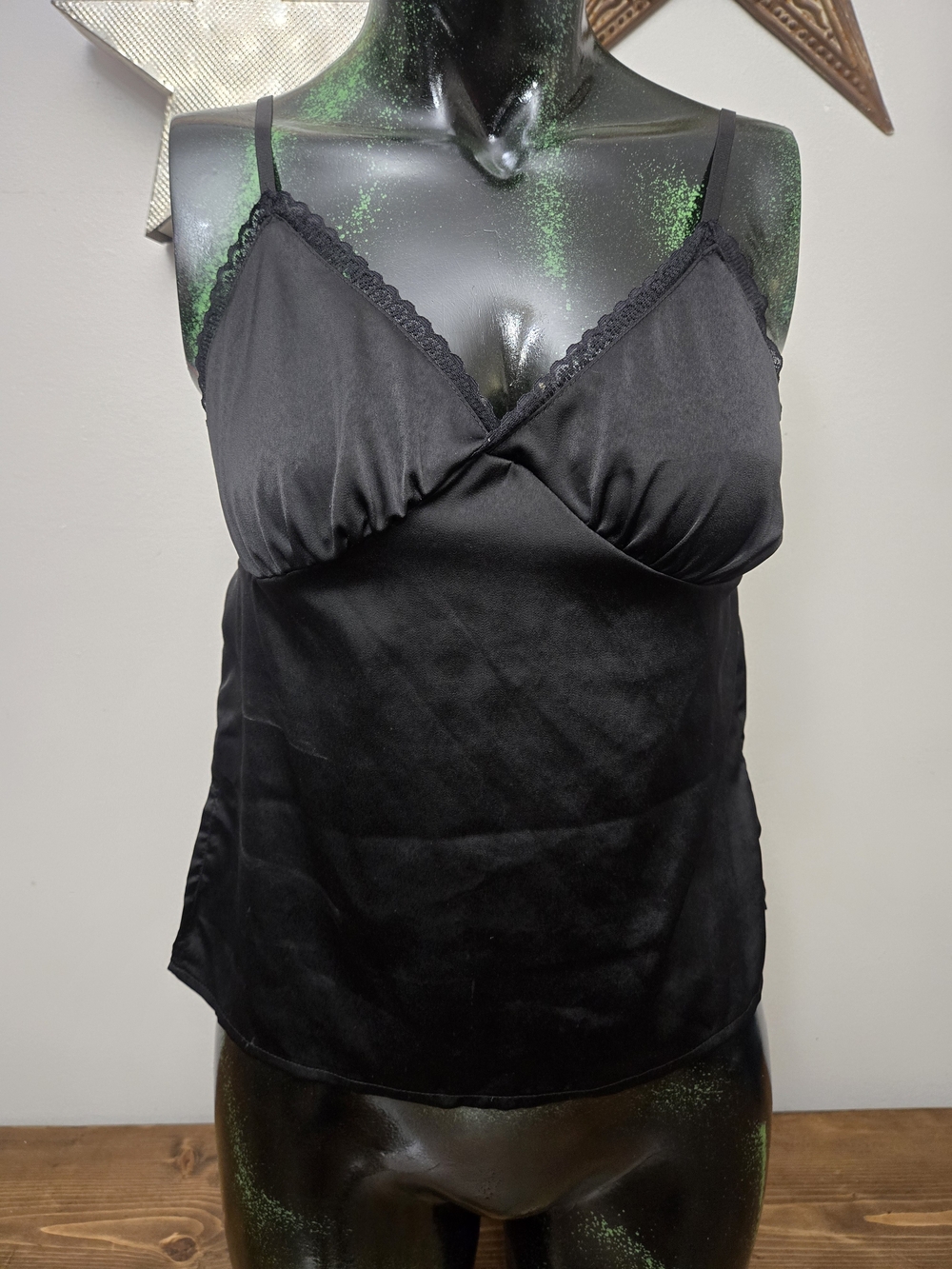 Black Lace-Trim Satin Cami Top - Women Intimates & Sleepwear